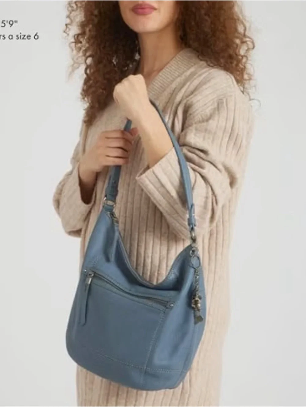 the sak teal blue Pebbled Leather roomy lightweight hobo shoulder bag